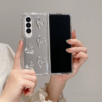 Cute Heart Mirror Case For Samsung Galaxy Z Fold