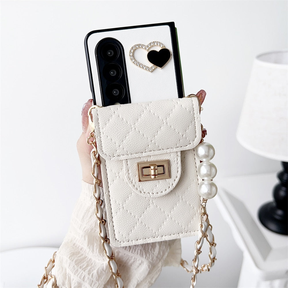 Cute Heart Leather Wallet Case For Samsung Galaxy Z Fold