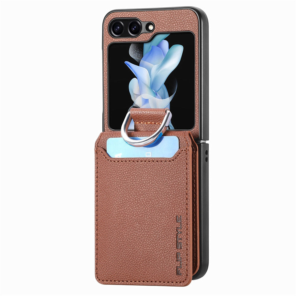 Luxury Leather Wallet Case For Samsung Z Flip 5