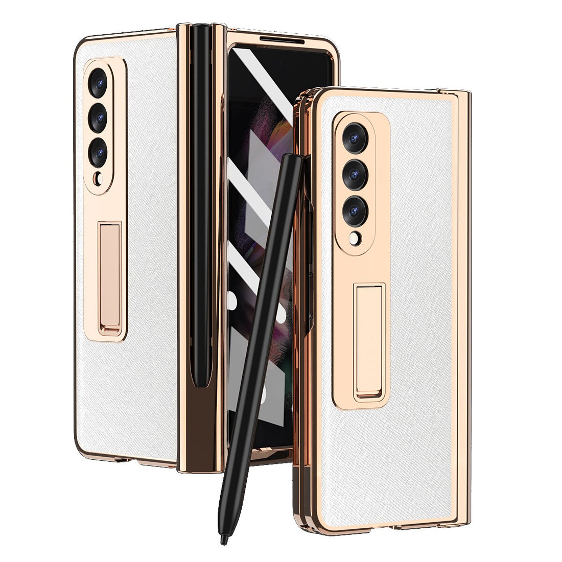 Pen Plating Magnetic Leather Case For Samsung Galaxy Z Fold