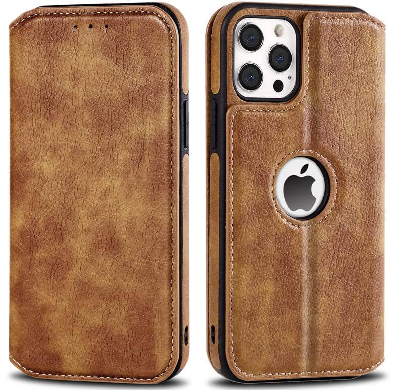 Magnetic Leather Business Phone Case