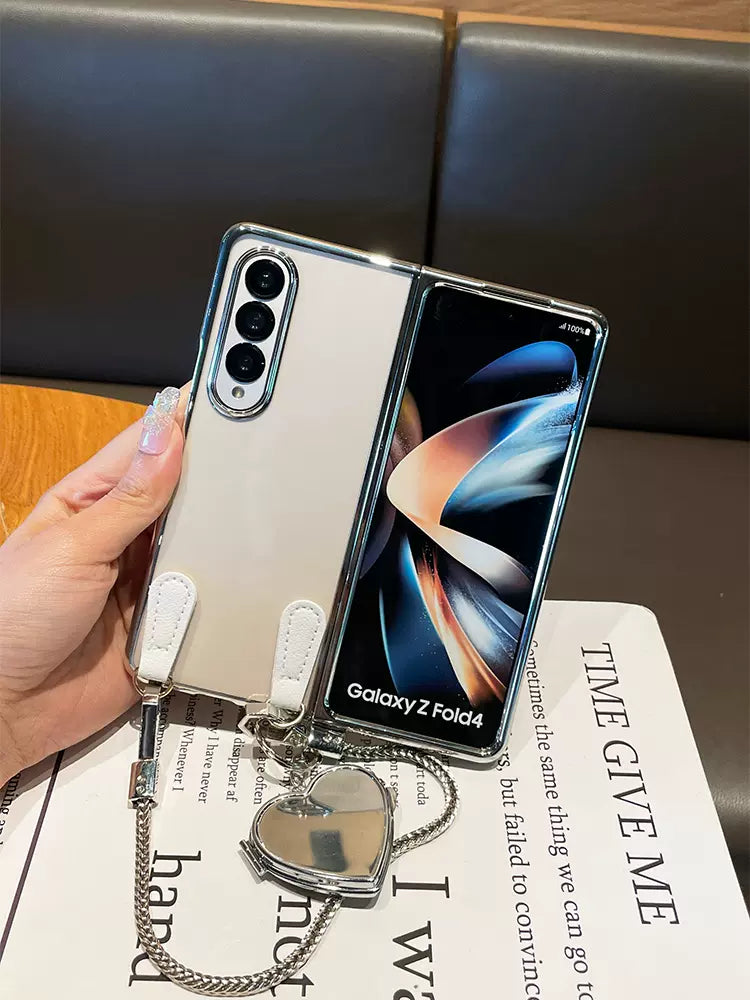 Luxury Transparent Heart Mirror Case For Samsung Galaxy Z Fold