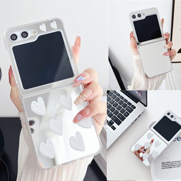 Cute Heart Mirror Case For Samsung Galaxy Z Flip 5