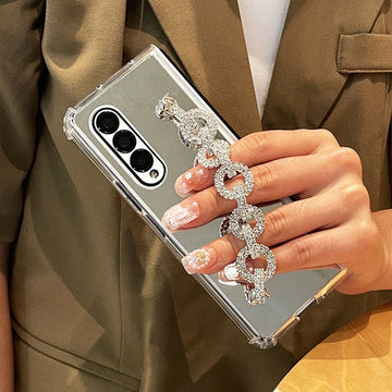 Luxury Mirror Rhinestone Bracelet Case For Samsung Galaxy Z Fold